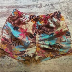 Kids Floral Swim Trunks - Brown Multicolor